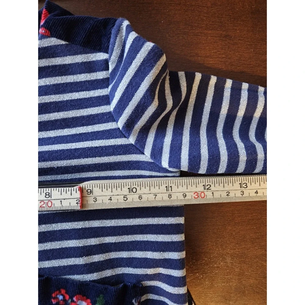 Joules Girls 2Y Navy Blue Striped Floral Tunic Top Long‎ Sleeve Pockets